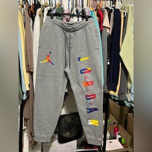 Nike Air Jordan Gray Sweatpants with Multicolor Logo